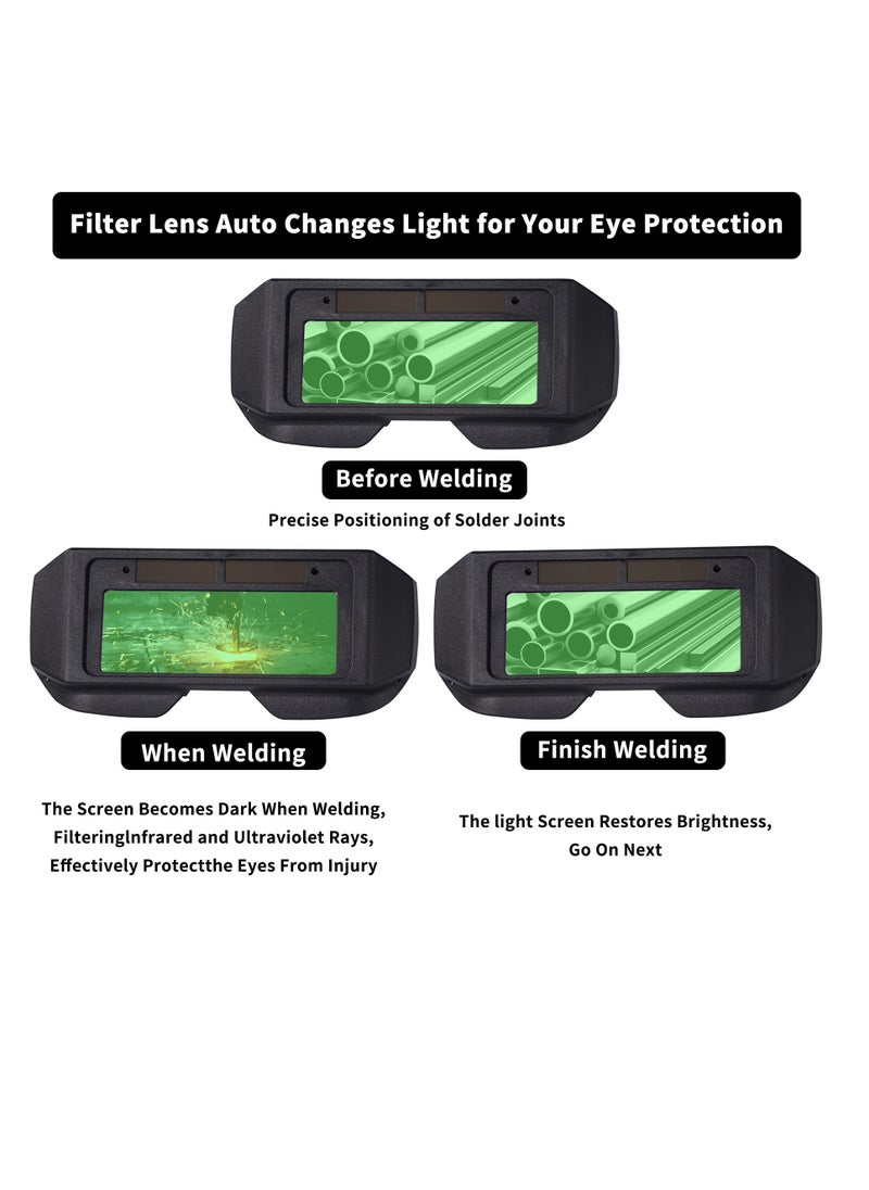 Generic - Auto Darkening Welding Goggles - Solar Powered Safety Glasses with Adjustable Shade, Sensors for TIG, MIG, MMA, and Plasma Welding - Protective Welder Face Mask with Eye Shield. - Image 1