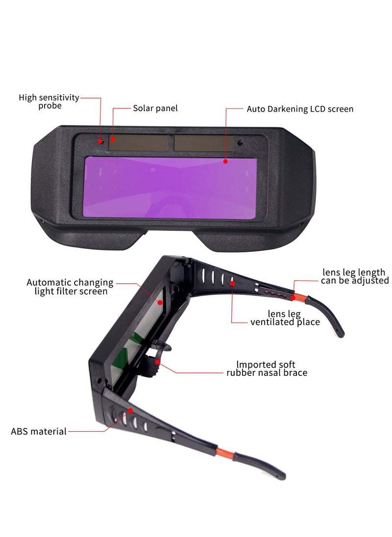 Generic - Auto Darkening Welding Goggles - Solar Powered Safety Glasses with Adjustable Shade, Sensors for TIG, MIG, MMA, and Plasma Welding - Protective Welder Face Mask with Eye Shield. - Image 1