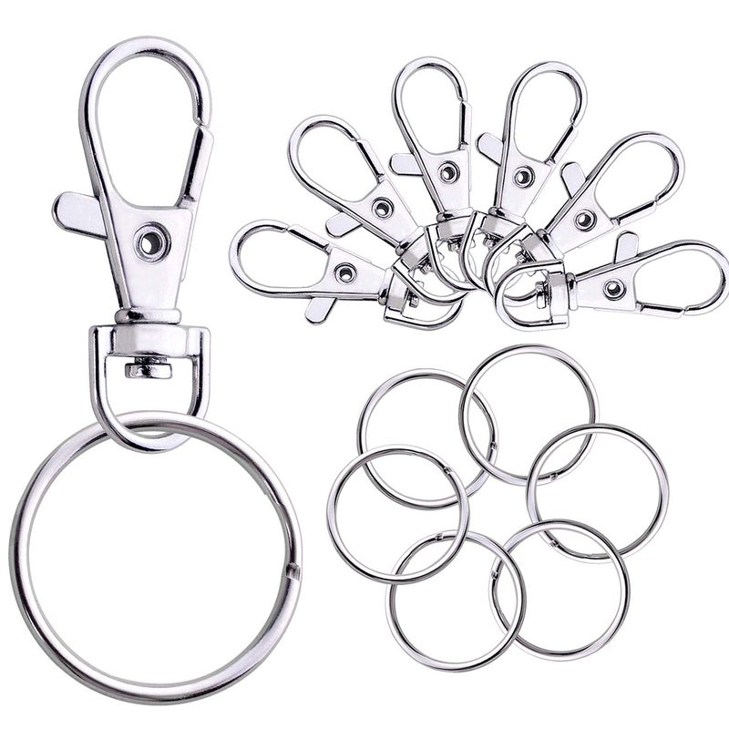 BronaGrand 60 PCS Swivel Lanyard Snap Hooks Strong Key Chain Rings and Lobster Clasps Trigger Clips for DIY Bags Jewelry and Craft Making