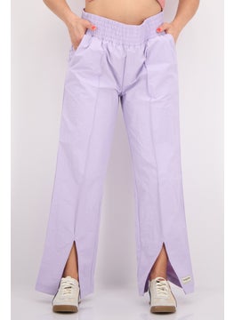 Women Regular Fit Brand Logo Wide Leg Pants, Lavender