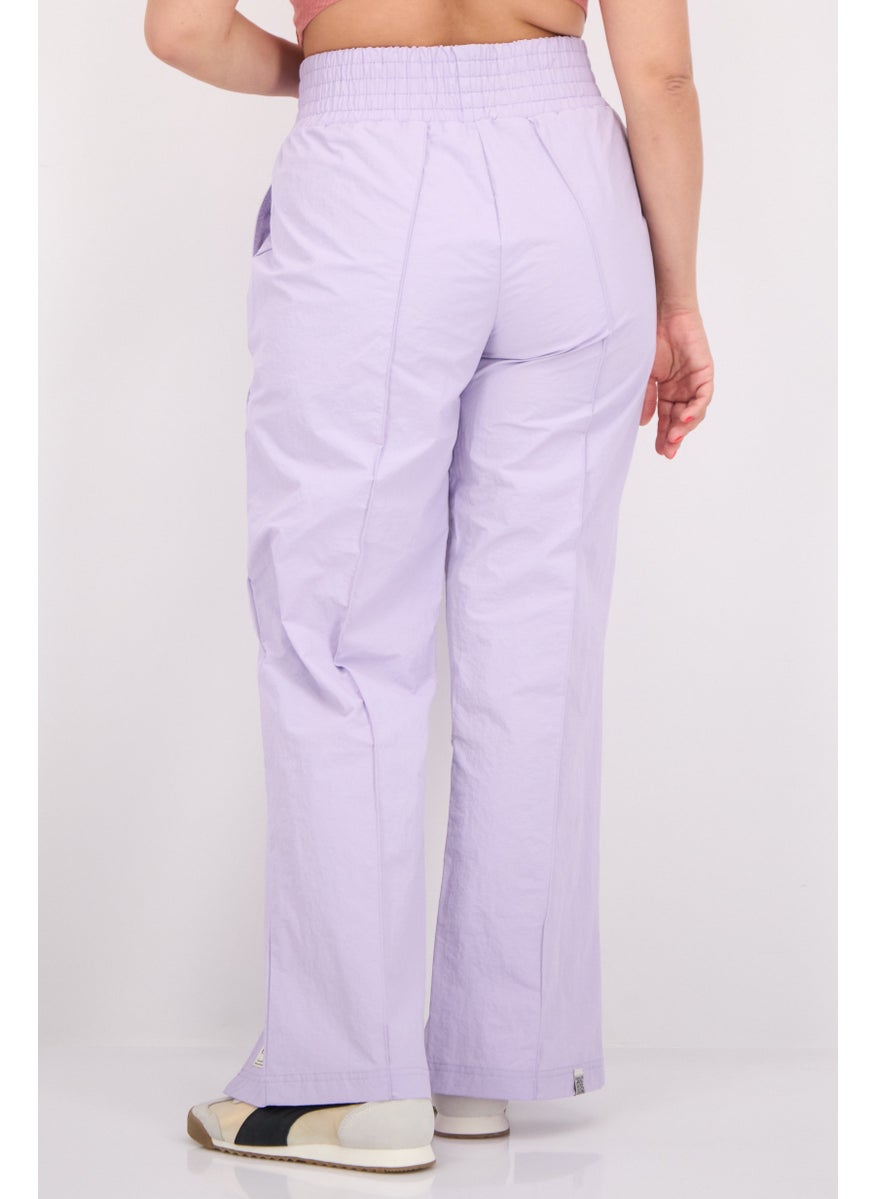 The Giving Movement - Women Regular Fit Brand Logo Wide Leg Pants, Lavender - Image 1