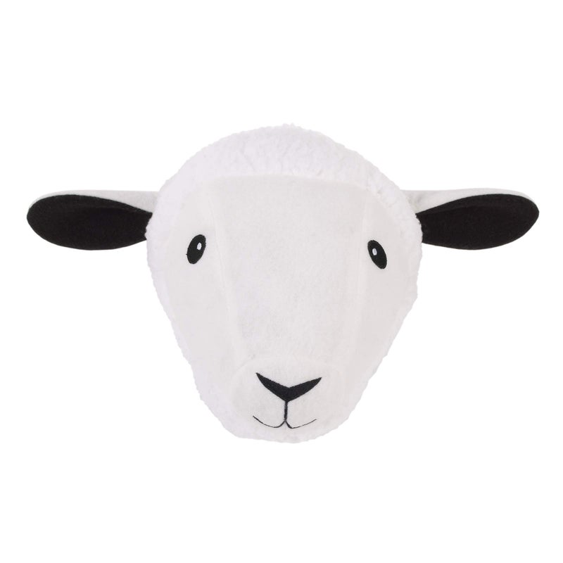 NoJo Plush Fleece White Sheep Head Wall Decor Ivory White Black