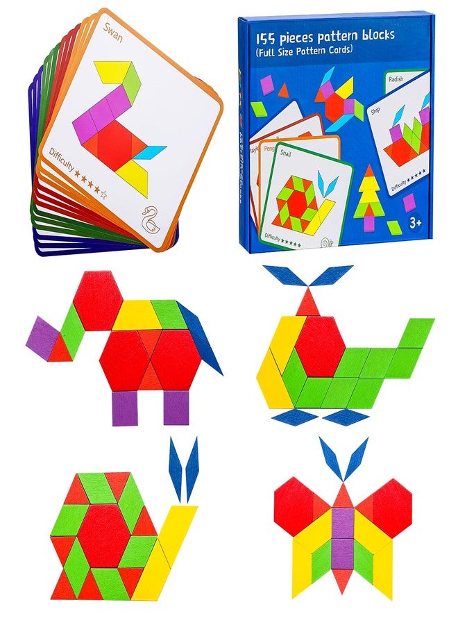 UwinVwin Dementia Activities for Seniors - 155 Pieces Wooden Tangrams Puzzle, Easy Memory Game for Alzheimer's with Colorful Shape Tiles, Cognitive Craft Gifts, Games for Seniors with Dementia - Image 1