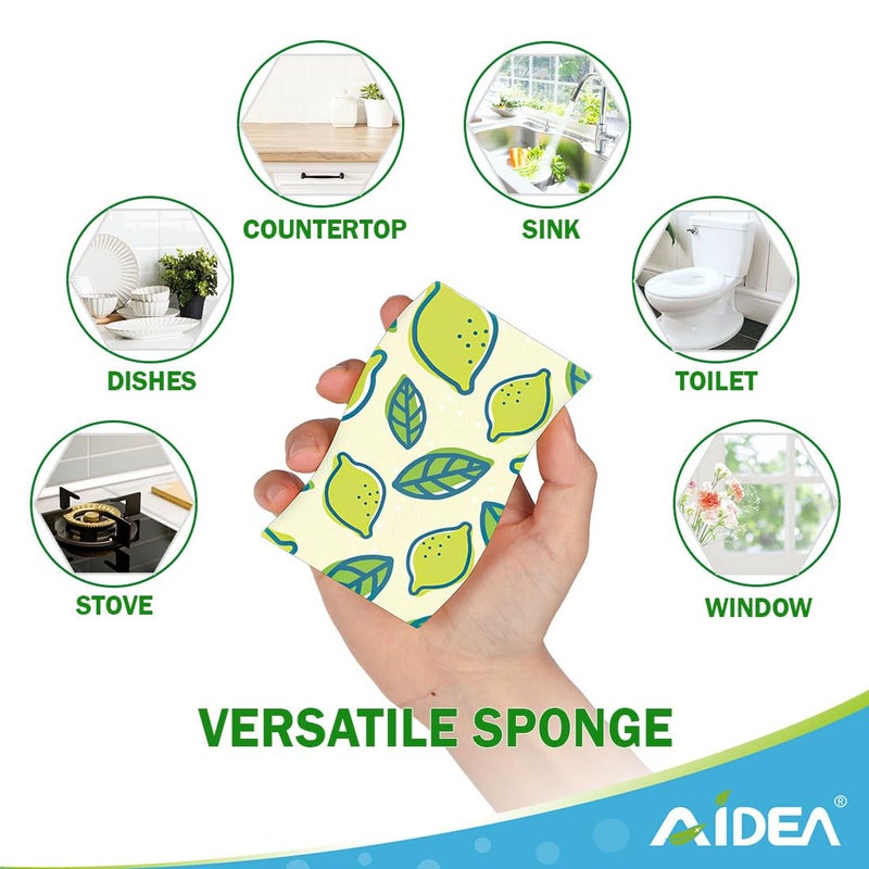 AIDEA Sponges Kitchen, Non-Scratch Scrub Sponge-24Count, Sponges for Non-Stick Cookware, Cellulose Sponge for Dishes, Cleans Fast Without Scratching, Cleaning Power for Kitchen, Bathroom, Household - Image 4