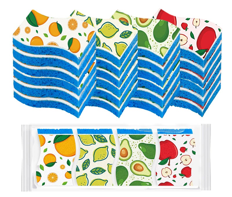 AIDEA Sponges Kitchen, Non-Scratch Scrub Sponge-24Count, Sponges for Non-Stick Cookware, Cellulose Sponge for Dishes, Cleans Fast Without Scratching, Cleaning Power for Kitchen, Bathroom, Household - Image 1