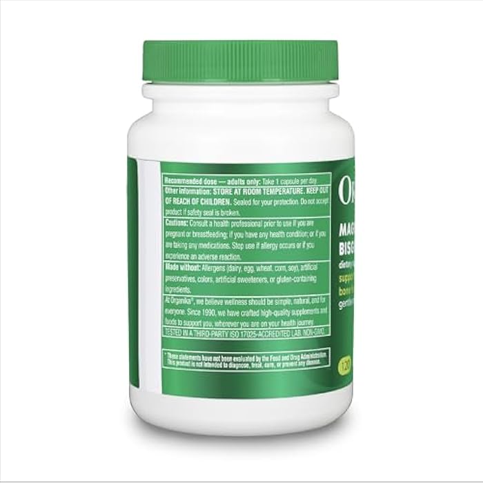 Organika Magnesium Bisglycinate 200 mg – 120 Vegetarian Capsules, Gentle on Stomach Magnesium Supplement to Support Healthy Muscle, Nerve & Bone Function - Image 2