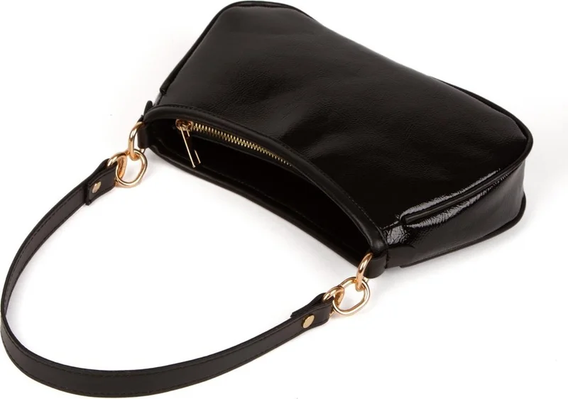 Newish Polo Black Vegan Leather Crossbody Shoulder and Handbag Baguette Mini Women's Shoulder Bag