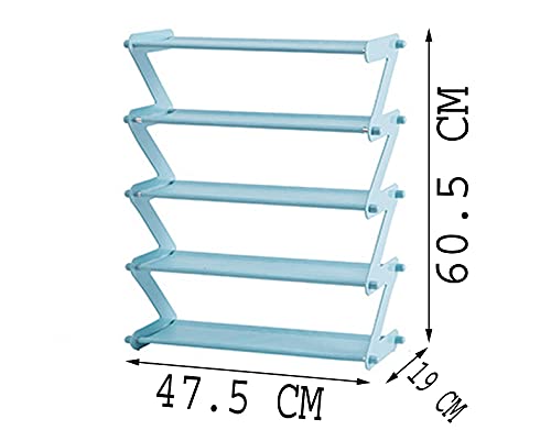 GTC ® Z Type 5 Layer Plastic Lightweight Space Saving Shoe Organizer Rack (S 353-15, Blue, 47.5x19x60.5cm) - Image 4