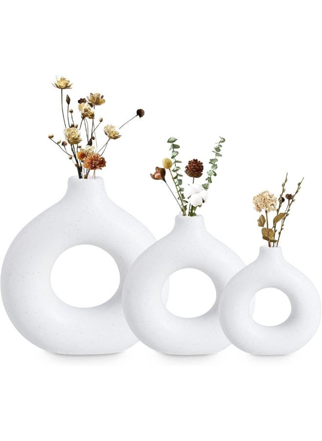Generic - Bdor Ceramic Vase, Flower Vase Set Of 3, Hollow Round Matte Vase For Room Decor, Modern Farmhouse Home Décor Accents, Living Room Decor, Book Shelf, Mantel And Minimalism Dining Coffee Table Decor. - Image 1