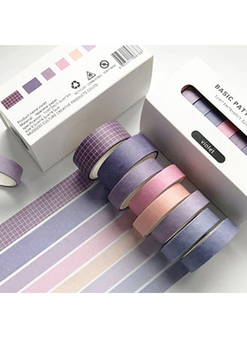 Vox Art Washi Decoration Tape Set 8 Mix Size x 4 m -VIOLET-698 