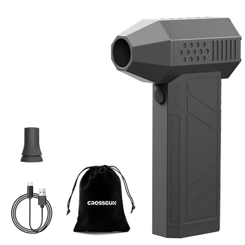 CROSSGUN Compressed Air Duster mini Jet Fan Powerful Cordless Air Duster 4 Gear Adjustable Electric Air Blower Reusable No Canned Air Duster for PC Car Desk Gaming Motorcycle Black - Image 1