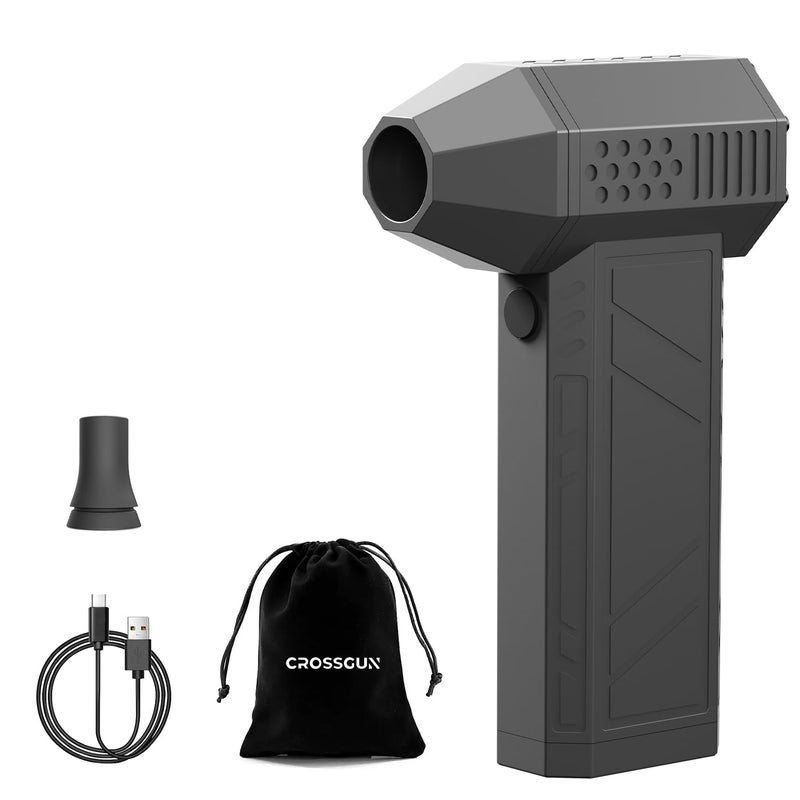 CROSSGUN Compressed Air Duster mini Jet Fan Powerful Cordless Air Duster 4 Gear Adjustable Electric Air Blower Reusable No Canned Air Duster for PC Car Desk Gaming Motorcycle Black - Image 2