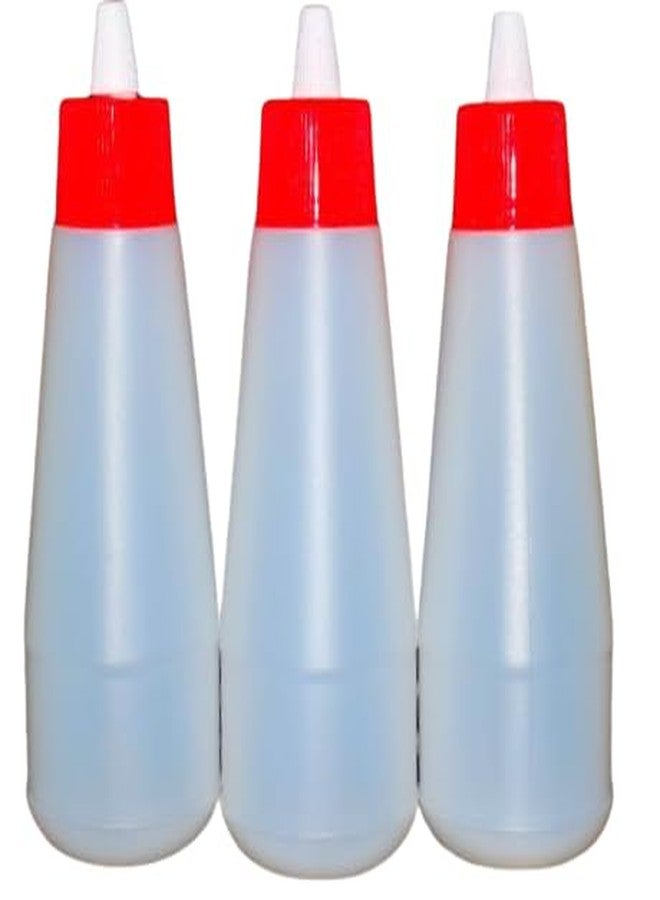 ImegaZ 100% Food Grade Plastic Squeeze Bottle Dispenser for Sauce Vinegar Oil Ketchup Ketchup Bottles (Pack of 3) White - Image 1