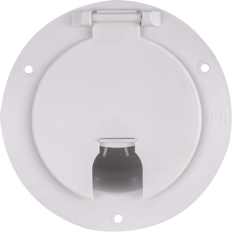RecPro RV White Power Cord Hatch Cover | UV-Stabilized Plastic | Snap Lock Door | Accepts up to 50 Amp Cord | Made in America - Image 2