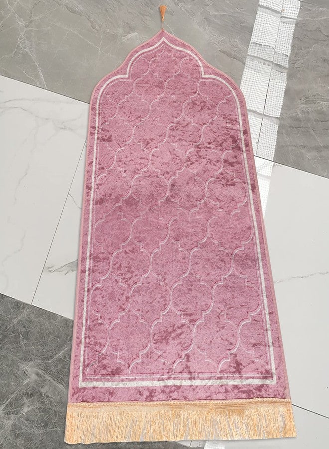 Clobeau Muslim Prayer Rug Islamic Mat for Muslim Prayers Great Ramadan Gift for Muslim Men Women Portable Prayer Mat Rug Turkish Pocket Praying Rug Thick Large Padded Sajadah Muslim Prayer Rug Velvet Carpet - Image 2