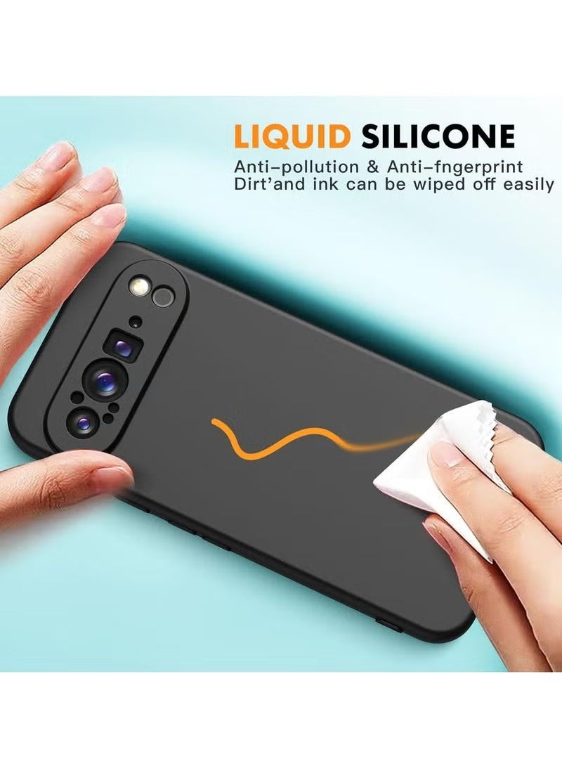 TIGER Case for Google Pixel 9 Pro XL – 2 Pack Tempered Glass Screen Protector, Soft TPU Liquid Silicone Case, Shockproof Rubber Silicone Gel Case (Black) – Full Protection for Your Pixel 9 Pro XL, Anti-Scratch, Anti-Fingerprint, Durable Design - Image 2