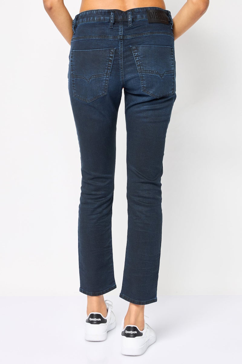 DIESEL Men Regular Fit Washed Stretchable Denim Jogger Jeans, Navy - Image 4