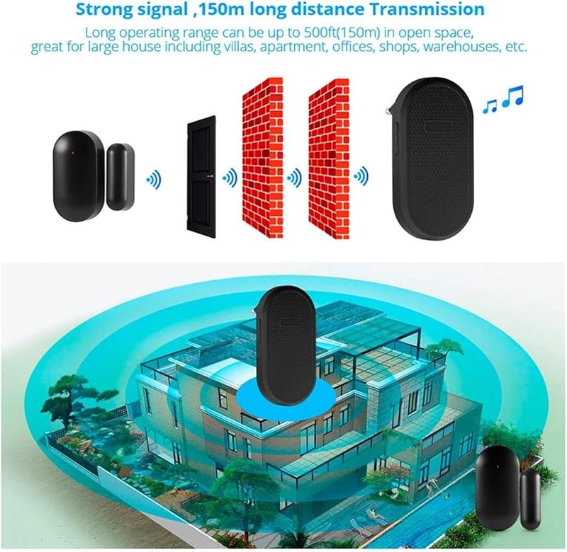 نظام أمني لجرس الباب اللاسلكي للمنزل الذكي مع مستشعر النافذة والباب لمكافحة السرقة، قابس أمريكي - Image 4