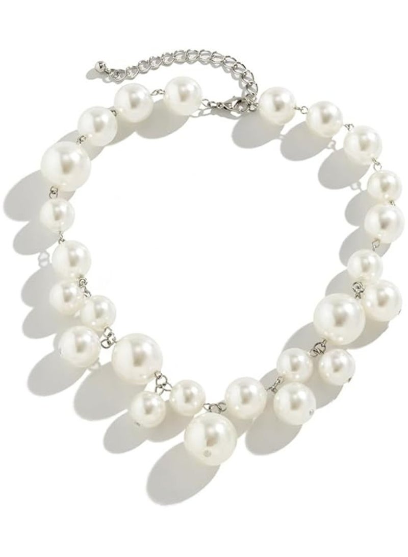 Huitich Statement Pearl Beaded Necklace Alloy + Pearl, 42cm + 6cm Extension  - Image 1