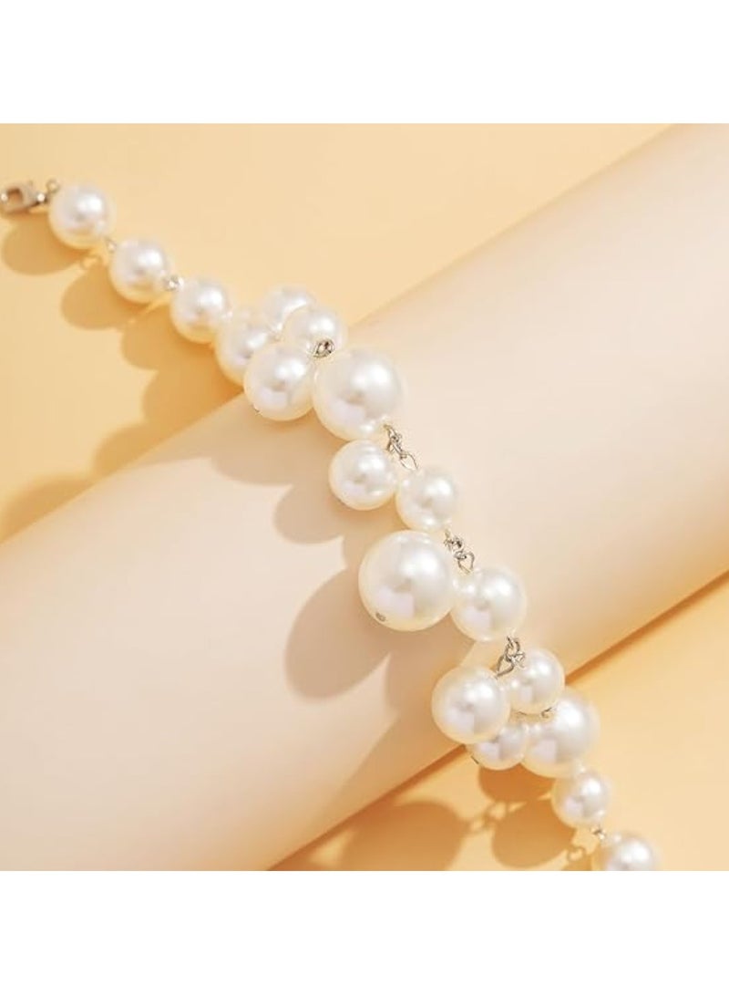 Huitich Statement Pearl Beaded Necklace Alloy + Pearl, 42cm + 6cm Extension  - Image 2
