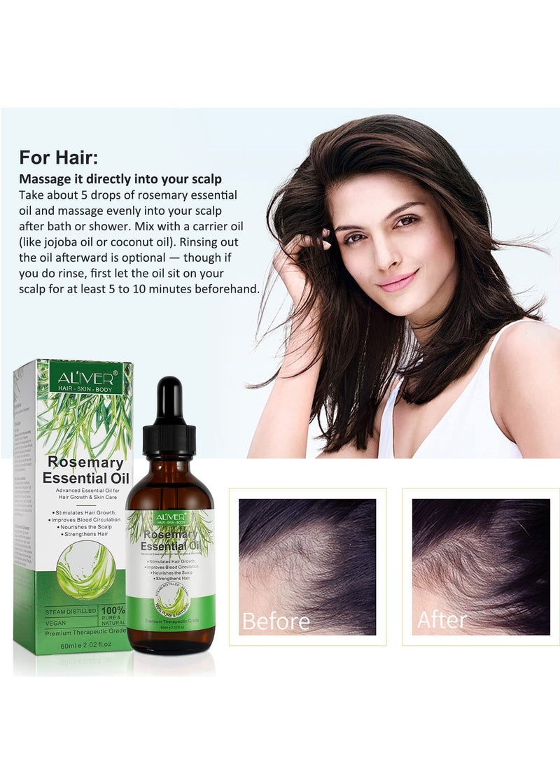 ALIVER 60 ml Rosemary Essential Oil  for Hair Growth Pure Organic Rosemary Oil for Dry Damaged Hair and Growth Hair Scalp Oil  Pure and Natural Premium Quality Oil Hair Loss Treatment Oil for Men and Women  - Image 5
