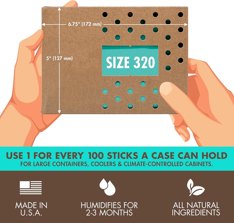 Boveda 75% Two-Way Humidity Control Pack to Fix Major Moisture Loss in Large Wood Humidifier Boxes – Size 320 – Single – Moisture Absorber – Humidifier Pack – Individually Wrapped Hydration Packet - Image 2