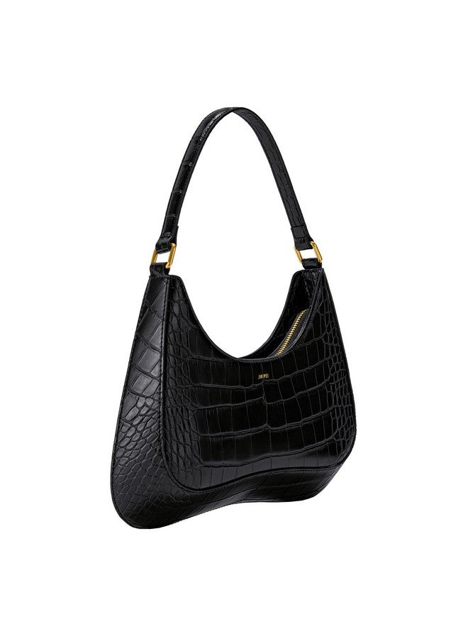 جي دبليو بي حقيبة كتف نسائية من JW PEI - جلد تمساح أسود - Image 3