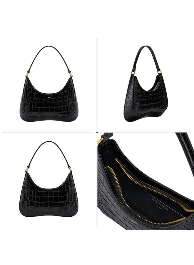 جي دبليو بي حقيبة كتف نسائية من JW PEI - جلد تمساح أسود - Image 4