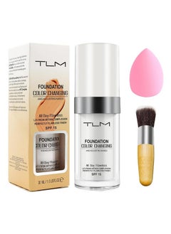 ANRUI Tlm Color Changing Foundation Liquid Flawless Full Coverage Natural Color Face Primer Base Makeup,Colour Changing Foundation, Hydrating Waterproof And Light Long Lasting Foundation 30Ml  - Image 1
