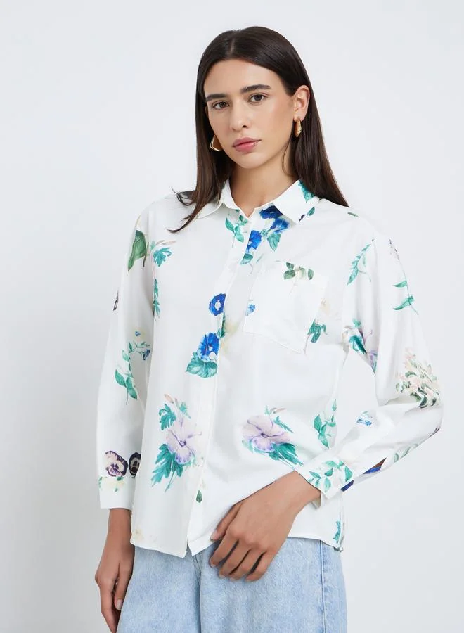 Take Two Take Two Floral Print Long Sleeve Shirt