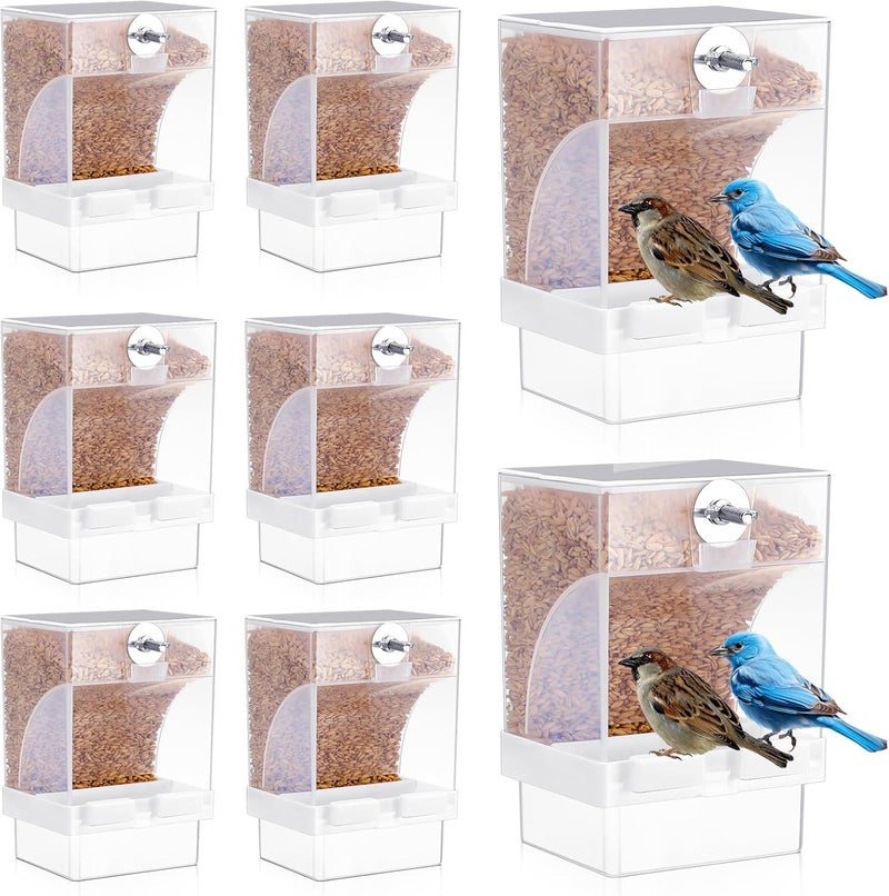 GlikCeil 8 Pcs No Mess Bird Feeder Parrot Automatic Feeder Bird Seed Container Bird Water Dispenser for Cage Bird Cage Feeder Parakeet Seed Food Container Cage Accessories for Canary Cockatiel Finch - Image 1