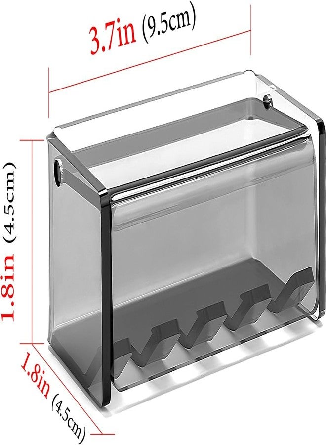 LUEXBOX Toothbrush Holder Wall Mounted with Cover for Bathroom, 4 Slots Toothbrush Storage Organizer for Shower, Self Adhesive Toothbrush Hanger Rack for Dorm, Cabinet (Gray Clear) - Image 2