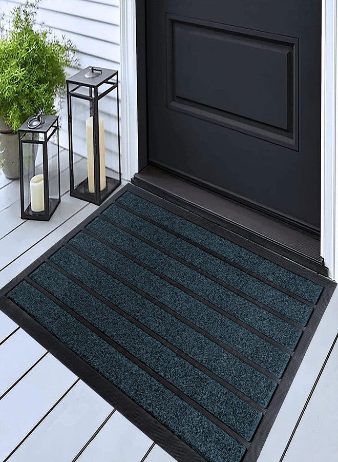 ubdyo Extra Durable Door Mat - Dirt Trapping Outdoor Welcome Mats - Non-Slip Outdoor Indoor Entrance - Low Profile Front Doormat (30" x 17", Bright Blue) - Image 1