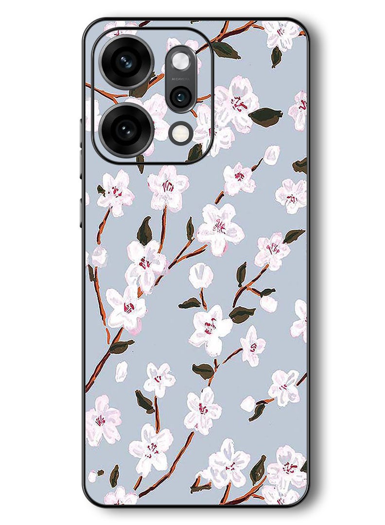 Theodor Case Compatible with Oppo Reno 14 Pro 6.83 Inch Protection Shockproof Bumper Cover White Flower - Image 1