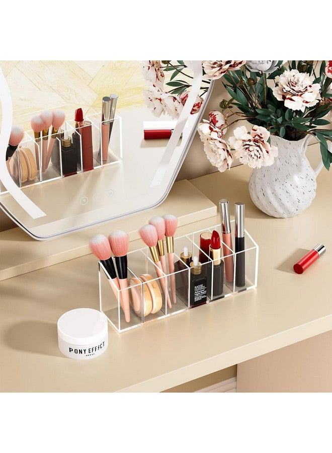 HOMANLY Clear Makeup Brush Holder Organizer Acrylic Cosmetic Storage for Vanity Countertops - Perfect for Beauty Essentials (6 Slots) - Image 3