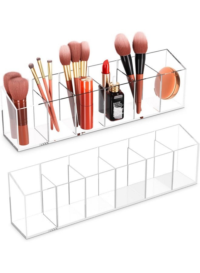 HOMANLY Clear Makeup Brush Holder Organizer Acrylic Cosmetic Storage for Vanity Countertops - Perfect for Beauty Essentials (6 Slots) - Image 1