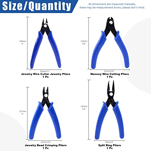 Glarks 5Pcs Jewelry Pliers Tool Set Including Split Ring Pliers Jewelry Bead Crimping Pliers Jewelry Wire Cutter and Memory Wire Cutting Pliers for Jewelry Bead Repairing Making Supplies - Image 3