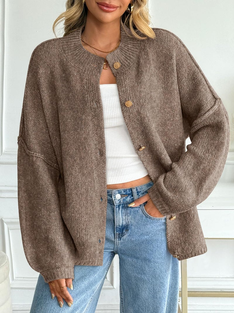 LILLUSORY Chunky Knit Cardigan Sweaters for Women 2026 Fall Fashion Outfits Winter Clothing Cozy Trendy Cute Long Oversized Jacket Travel Airport Y2k Old Money Clothes Camel XL - Image 2
