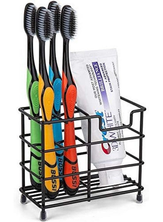 BeFunky Stainless Steel Bathroom Toothbrush Holder Stand Sturdy Storage with Multi-Functional 5 Slots (Black) - Image 1