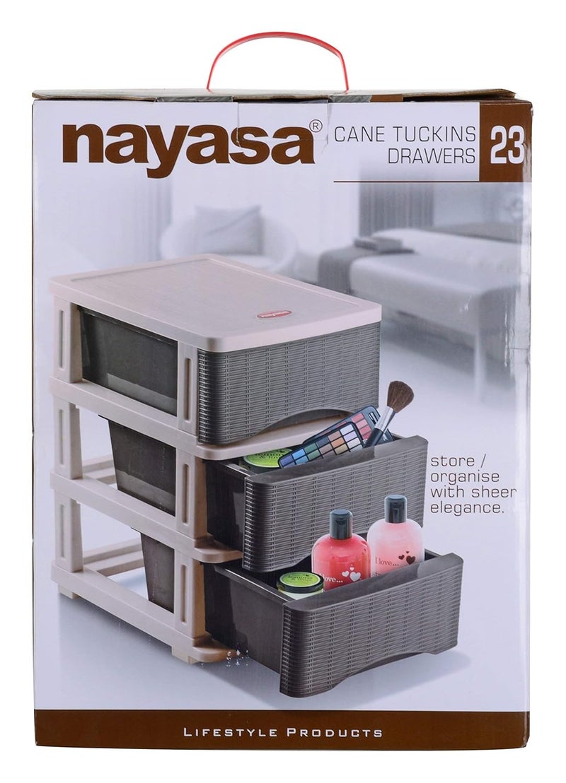 Nayasa Cane Tuckins No 23 Plastic Drawer Brown 24 cm x 12 cm x 36 cm AR65 - Image 4