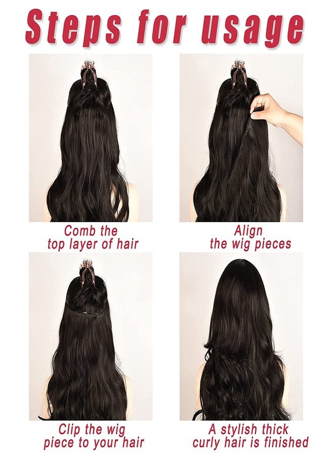 Honbon Nakli Baal Full Head Wig Curly Synthetic Hair Extensions Hair for Women 5 Clips 16inch 1pcs - Image 4