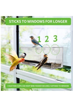 Y&D Clear Window Tray Bird Feeder, Squirrel Proof Weatherproof Outdoor Feeders with 3 Section and Roof Cover, Hangout House, Large Outside Hanging Birdhouse.  - Image 4