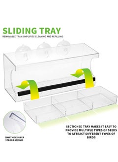 Y&D Clear Window Tray Bird Feeder, Squirrel Proof Weatherproof Outdoor Feeders with 3 Section and Roof Cover, Hangout House, Large Outside Hanging Birdhouse.  - Image 2