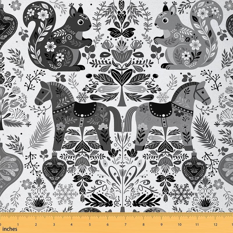 Polished safe edge Rustic Horse Fabric by The Yard,Boho Floral Bird Squirrel Soft Flannel Polyester Fabric for Sewing Lover,Xmas Bells Snowflake No Stretch Fabric Crafting Supplies, 3 Yard Bolt,108" L x 59" W Flat working surface Reliable quality Indoor & outdoor suitable All season compatible build Rack friendly Gulf climate tested upgraded quality Long term heavy use compatible Global standard processed material 5-star rated item All-round well-engineered practical build Stable base Irresistible price Multi option design Backup reserve local stock One-time only offer Month-round consistent deliver Very popular product Most wanted item Easy clean surface Practical versatile construction Labor saving optimized design Flexible trendy construction Upgraded general material All storage type compatible - Image 1