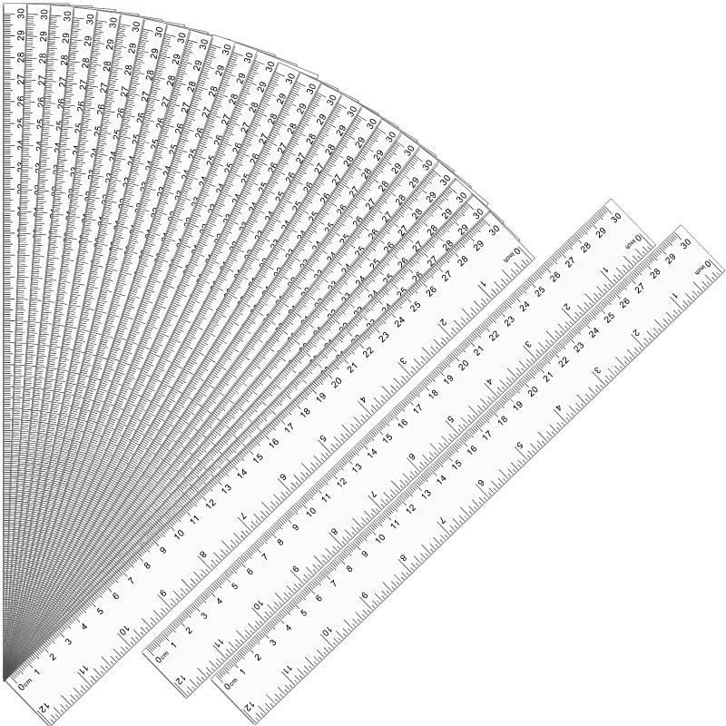 Duchong 32 Pack Clear Ruler 12 Inch Bulk with Centimeters and Millimeters, Metric Rulers Measuring Drawing Tool for Kids, Ideal Back to School Office Home Supplies - Image 1