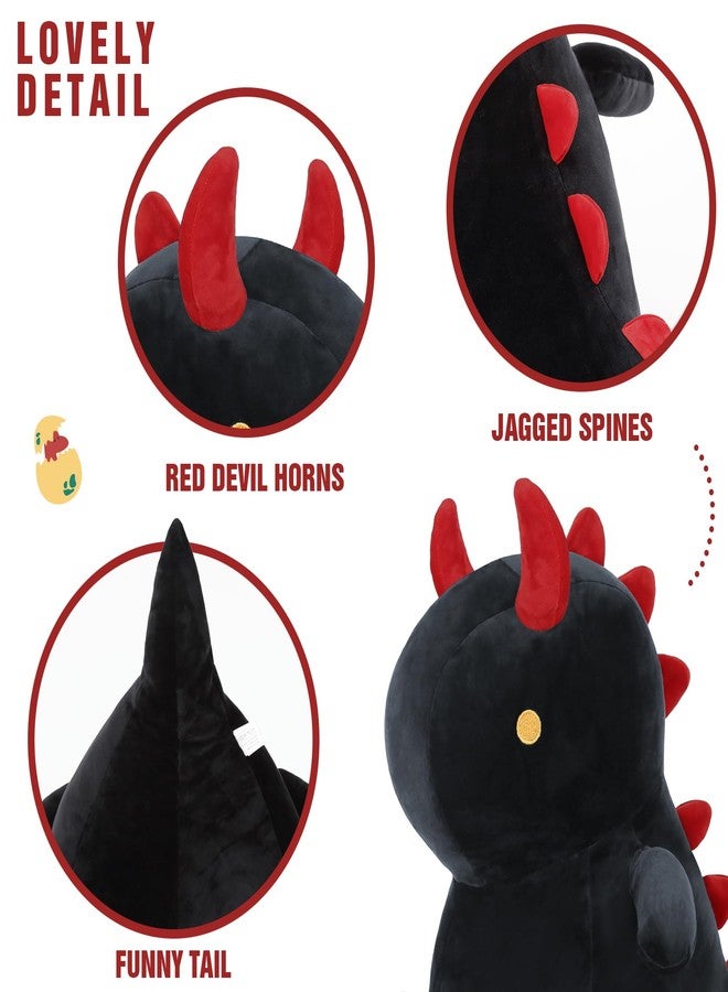 Ditucu Cute Dinosaur Plush Dino Stuffed Animals Plushies Toys Super Soft Dolls Birthday Gifts for Kids Girls Boys Black 10 inch - Image 5