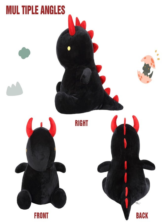 Ditucu Cute Dinosaur Plush Dino Stuffed Animals Plushies Toys Super Soft Dolls Birthday Gifts for Kids Girls Boys Black 10 inch - Image 4