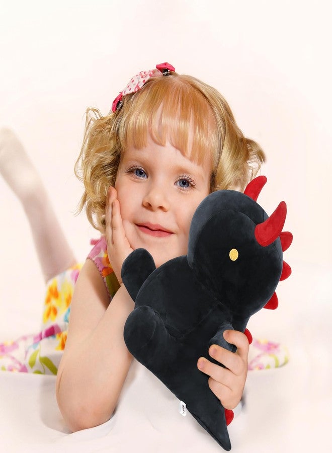 Ditucu Cute Dinosaur Plush Dino Stuffed Animals Plushies Toys Super Soft Dolls Birthday Gifts for Kids Girls Boys Black 10 inch - Image 2