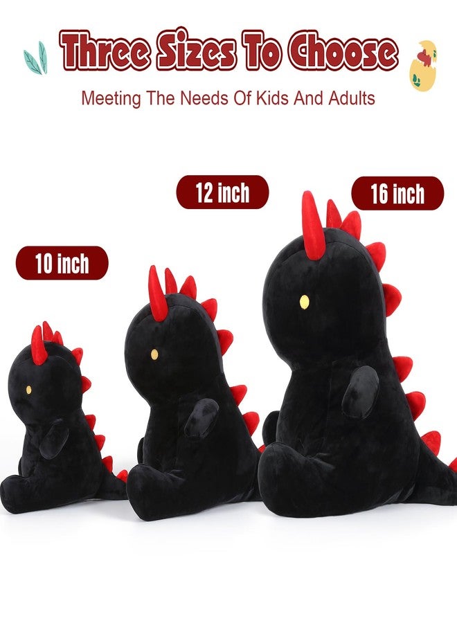 Ditucu Cute Dinosaur Plush Dino Stuffed Animals Plushies Toys Super Soft Dolls Birthday Gifts for Kids Girls Boys Black 10 inch - Image 3