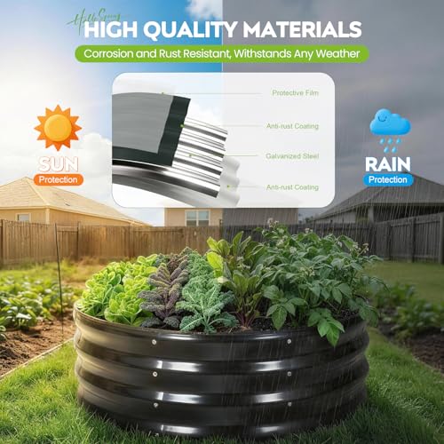 ZORMY Galvanized Raised Garden Bed Outdoor, Round Metal Planter Boxes 2 Pcs, 3x3x1ft Steel Raised Bed Kit for Planting Vegetables, Fruits, Flowers(Grey) - Image 4